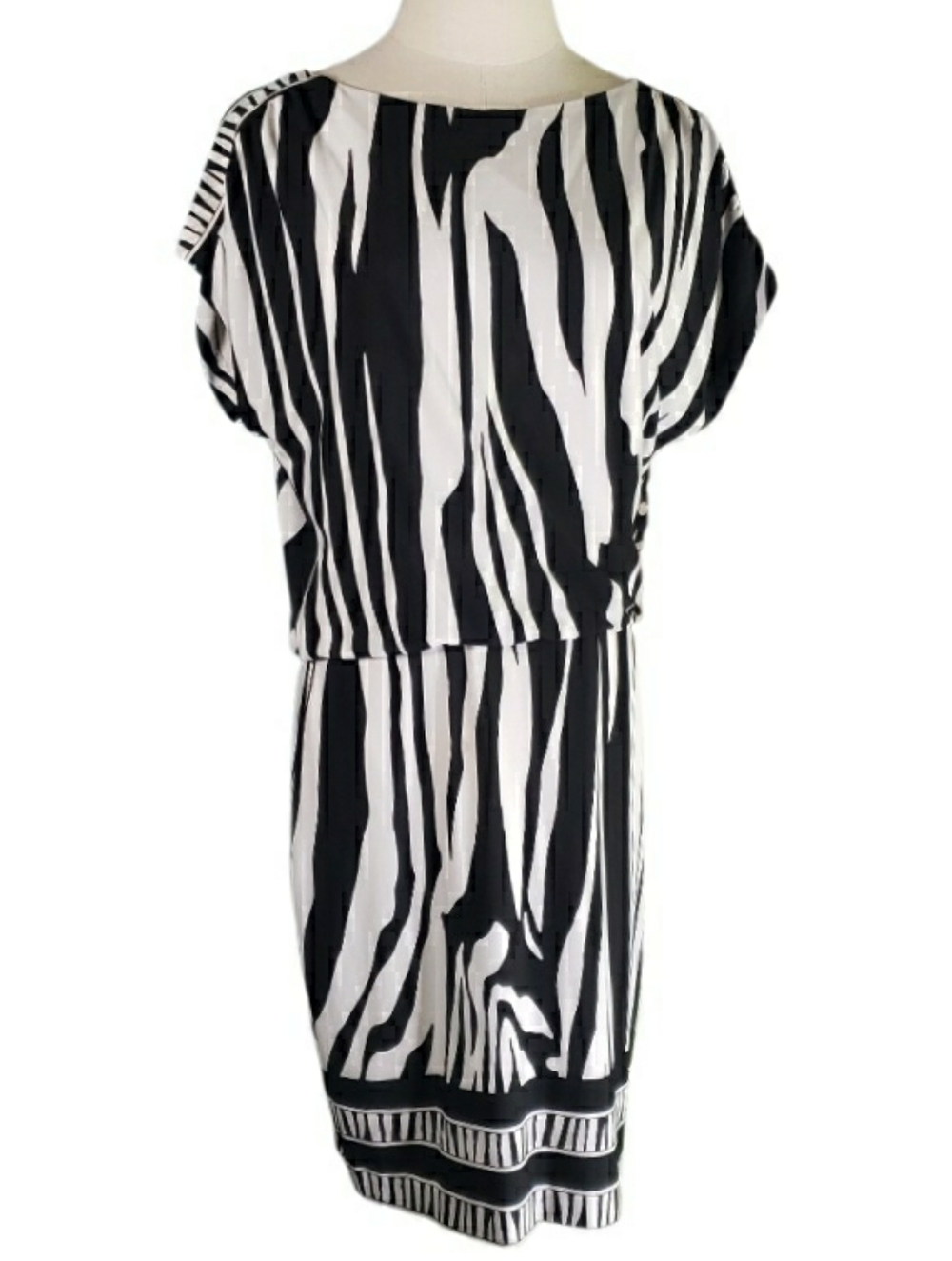 Cache Vintage Mini Blousan Dress 8 Animal Abstract Mix Print Y2K Cocktail Party